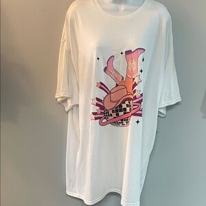 Gildan White Tee with Colorful Graphic